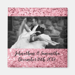 Personalised Photo Magnet Rose Gold Glitter