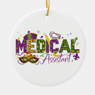 Personalised Photo Medical Assistant - Mardi Gras Ceramic Ornament