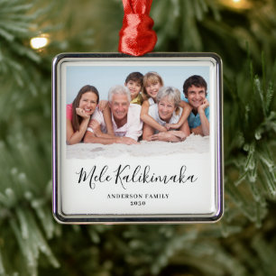 Personalised Photo Mele Kalikimaka Christmas Metal Ornament