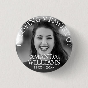 Personalised Photo Memorial Black and White 3 Cm Round Badge