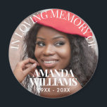 Personalised Photo Memorial elegant Magnet<br><div class="desc">Personalised Photo Memorial round magnets,  a simple,  chic and modern design with sophisticated serif font,  custom name,  date and photos,  for an elegant and sophisticated look.</div>