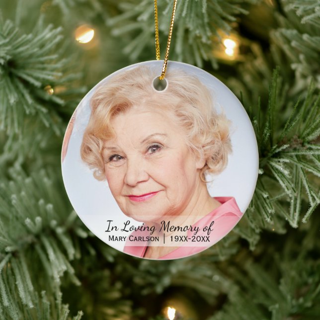 Personalised Photo Memorial In Loving Memory Ceramic Ornament (Tree)
