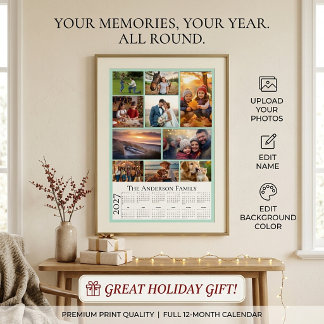 Personalised Photo memory collage 2027 calendar Poster