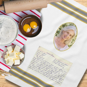 Personalised Photo Mermorial Recipe Keepsake Tea Towel