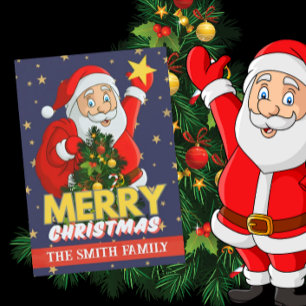 Personalised Photo Merry Christmas Santa Claus  Holiday Card