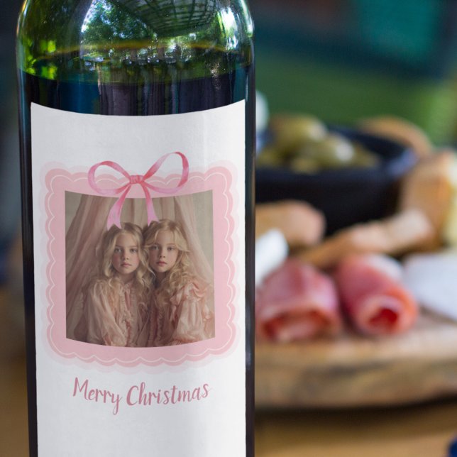 Personalised Photo Merry Christmas Wine Labels (Creator Uploaded)