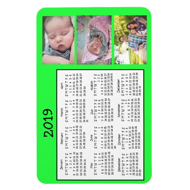 Personalised Photo Mini Magnet Calendar 2018 (Vertical)