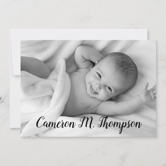 Personalised Photo Modern Baby Birth Announcement (Front)