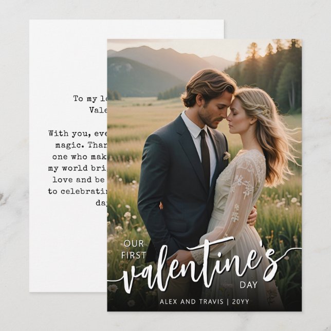 Personalised Photo Modern First Valentine's day Card (Front/Back)