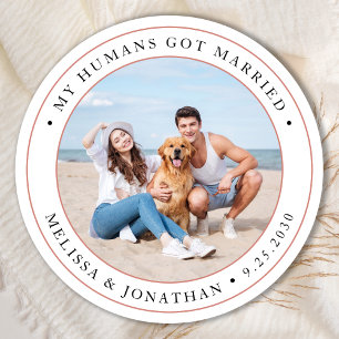 Personalised Photo Modern Just Married Wedding Classic Round Sticker