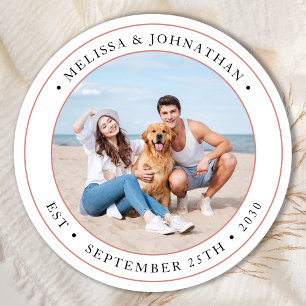 Personalised Photo Modern Wedding Classic Round Sticker