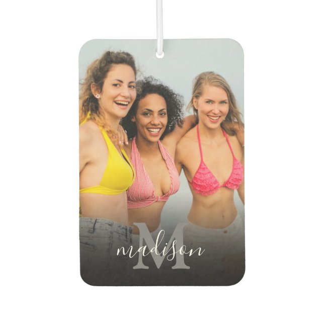 Personalised Photo Monogram Name Car Air Freshener (Front)