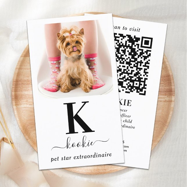 Personalised Photo Monogram QR Code Social Media Business Card (Creator Uploaded)