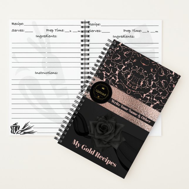 Personalised Photo Monogram Recipes Black Pink  Notebook (Inside)