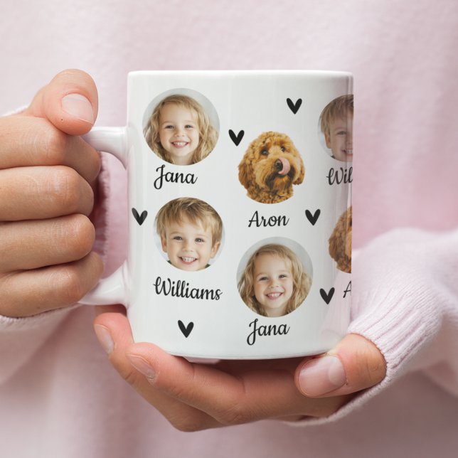 Personalised Photo Mug with Three Faces and Names  (Creator Uploaded)