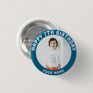 Personalised Photo, Name And Age Birthday Classic 3 Cm Round Badge