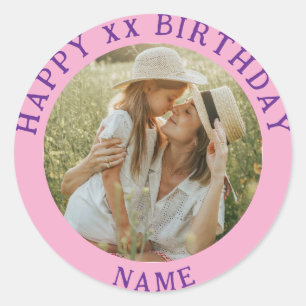 Personalised Photo, Name And Age Birthday Classic Round Sticker