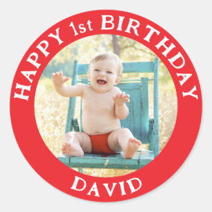 Personalised Photo, Name And Age Birthday Classic Round Sticker