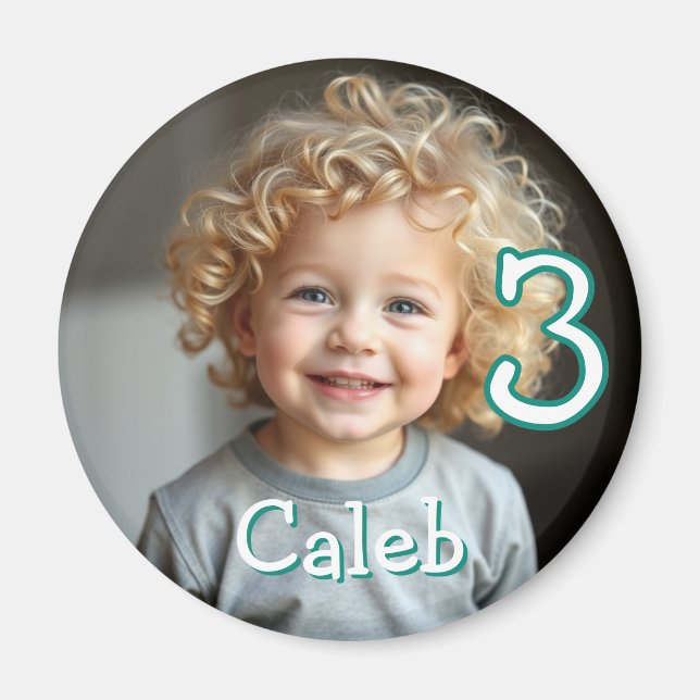 Personalised Photo, Name and Age Refrigerator  Magnet (Front)