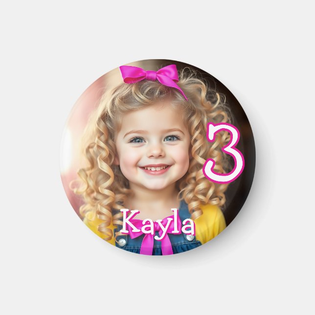 Personalised Photo, Name and Age Refrigerator  Magnet (Front)