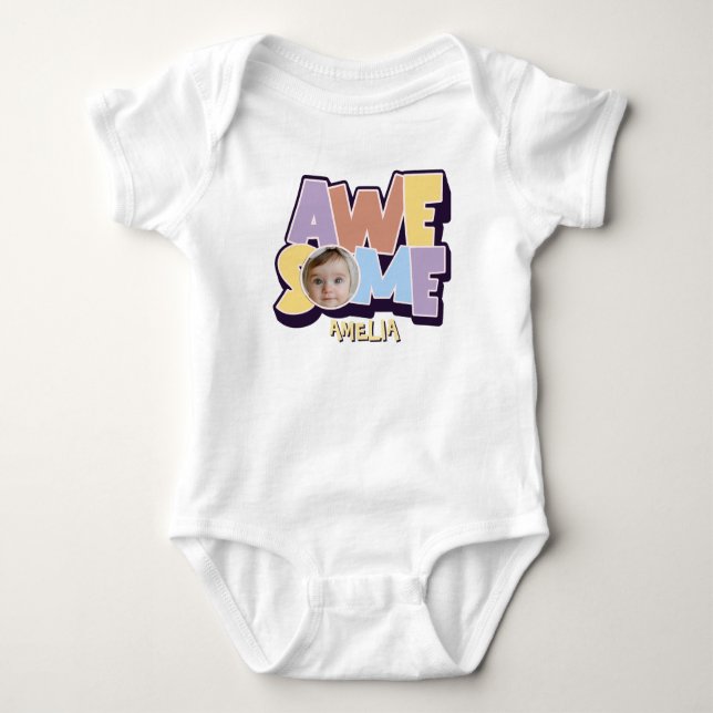 Personalised Photo & Name “Awesome”  Baby Bodysuit (Front)