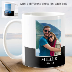 Personalised Photo Name Black Modern Coffee Mug