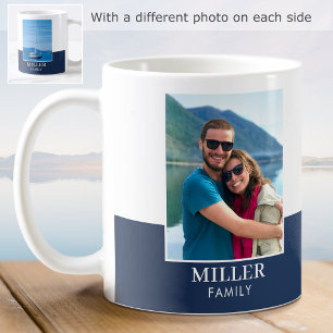 Personalised Photo Name Dark Blue Modern Coffee Mug