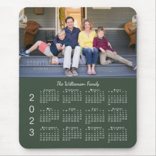 Personalised Photo Name Green 2023 Calendar Mouse Pad