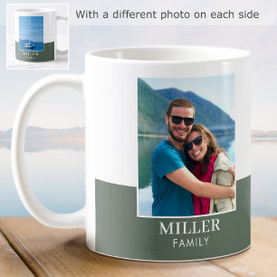 Personalised Photo Name Green Modern Coffee Mug
