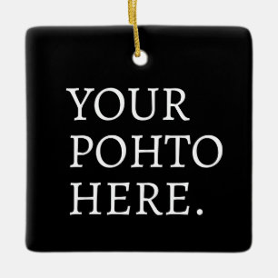 Personalised Photo Name Minimal Monogram Modern Ceramic Ornament