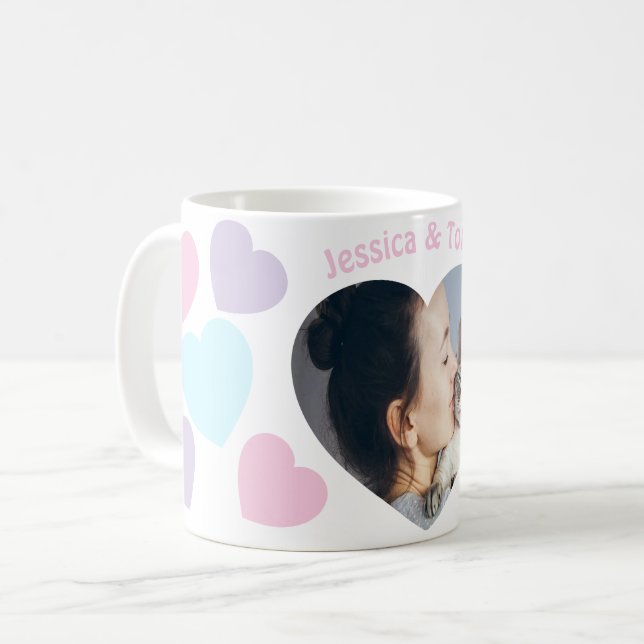 Personalised Photo & Name Mug with Soft Heart  (Front Left)