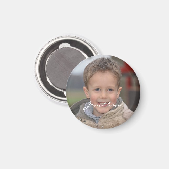 Personalised Photo Name Round Magnet (Front/Back)
