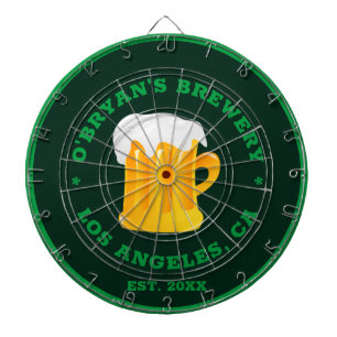 Personalised photo name text brewery green dartboard