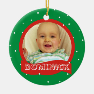 Personalised Photo & Name Xmas Round Ornaments