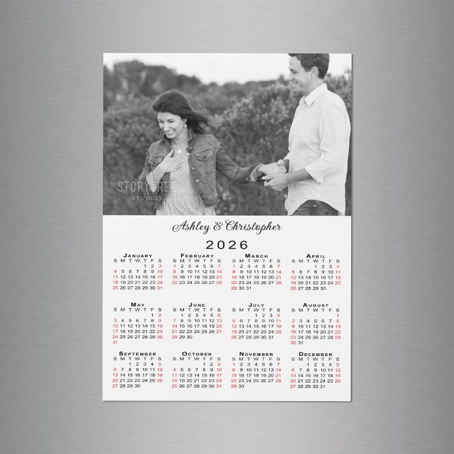 Personalised Photo Names 2026 Calendar Magnet (Personalized Photo Names 2026 Calendar Magnet in situ)