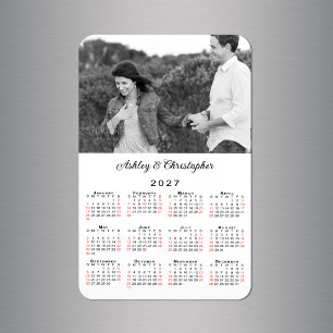 Personalised Photo Names 2027 Calendar Magnet