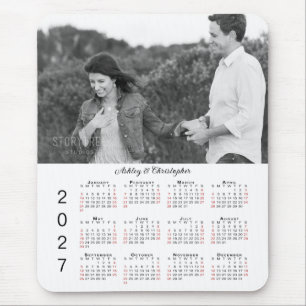 Personalised Photo Names 2027 Calendar Mouse Pad
