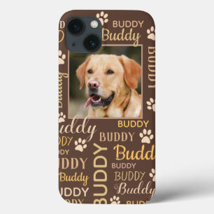 Personalised Photo Names Brown Dog iPhone 13 Case
