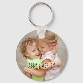 Personalised Photo Names Cute Typography Keepsake Key Ring