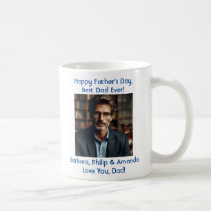 Personalised Photo Names Father's Day Elegant Blue Coffee Mug