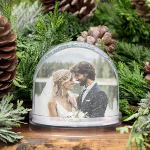 Personalised Photo Names Wedding Date Keepsake Snowglobe