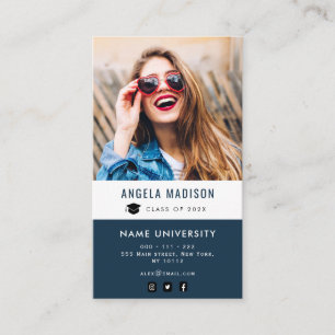 personalised photo navy blue graduation insert