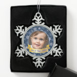 Personalised Photo Navy Blue Snowflake Snowflake Pewter Christmas Ornament<br><div class="desc">This playful snowflake design will make a perfect gift for those proud grandparents,  aunts,  uncles,  etc.  Have fun customising it!</div>