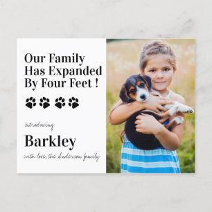 Personalised Photo New Pet Dog Puppy Shower  Announcement Postcard