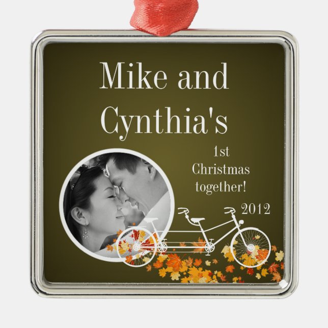 Personalised Photo Ornament Brown Fall Double Bike (Front)