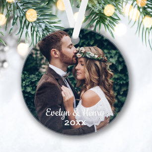 Personalised Photo Ornament Couple's Monogram