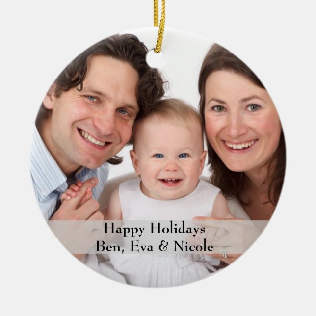 Personalised Photo Ornament with Text (Front)