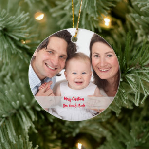 Personalised Photo Ornament with Text Christmas