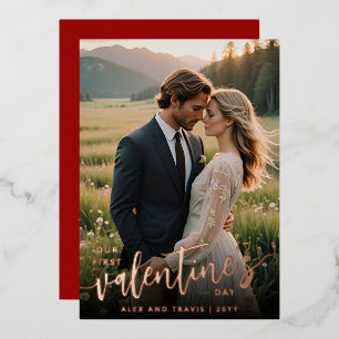 Personalised Photo Our First Valentine's Day Foil Holiday Card