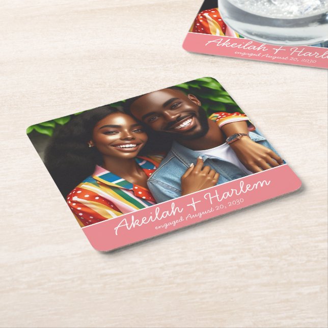 Personalised Photo Party Square Paper Coaster (Angled)